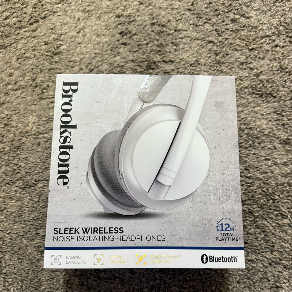 Brookstone Sleek Wireless Headphones - Gray and White